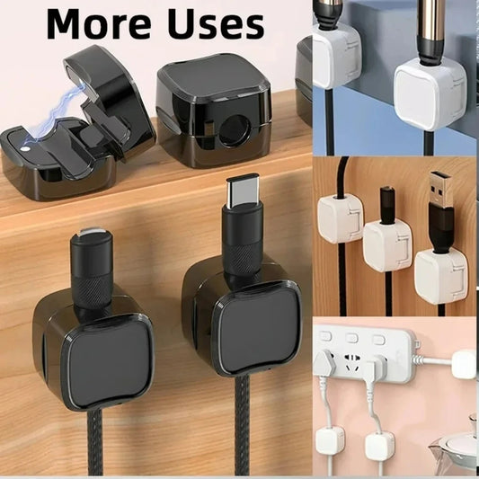 1-6Pcs Magnetic Cable Clip Desk Cable Management Cable Organizer Holder Charging Data Cable Holder Adhesive Wire Keeper Under