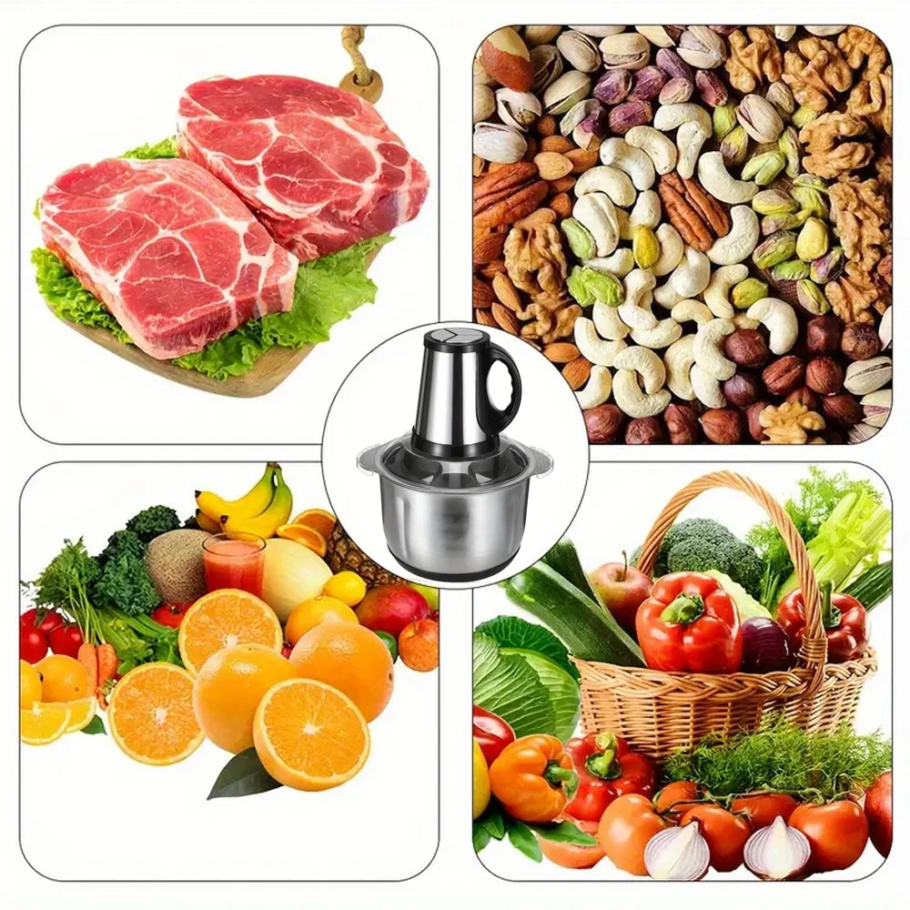 5L 220V 500W Electric Meat Grinders Stainless Steel Food 2 Speeds Stainless Steel Multifunctional Vegetable Slicer Chopper Food Crusher Large-capacity Vegetable Slicer Chopper Mincer Baby Food Processor