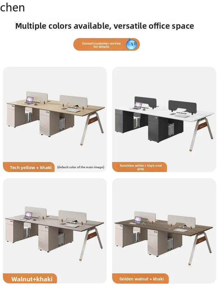 CZ Staff Office Desk and Chair Set Simple Modern Office Six-Four Person Workstation Partition Cubicle Workstation Computer Desk