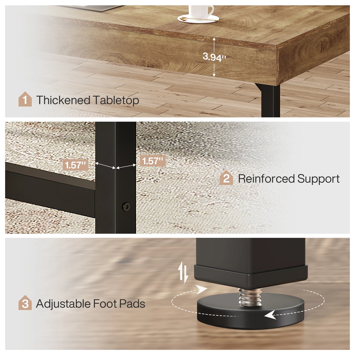 Tribesigns 55" Industrial Executive Desk for Home Office, Rustic Simple Computer Laptop Desk with Strong Metal Legs