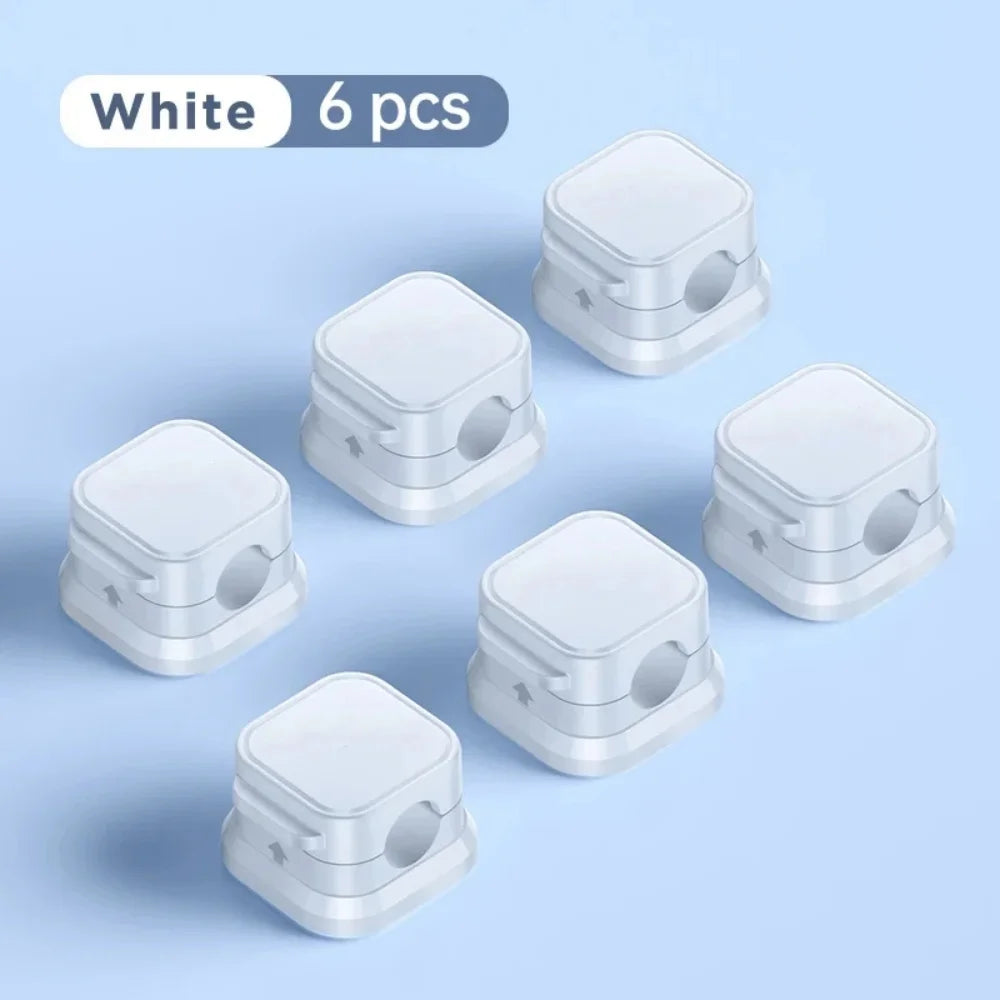 1-6Pcs Magnetic Cable Clip Desk Cable Management Cable Organizer Holder Charging Data Cable Holder Adhesive Wire Keeper Under