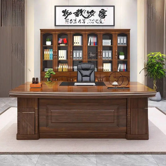 Brown Luxury Executive Office Desk Modern Wooden Large Drawers Computer Desk Gaming Large Mesa Escriotorio Work Station Table